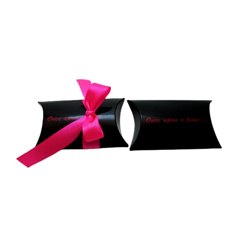 Big Size Black Pillow Box For Candy Small Gift Packing Box Wholesale With Ribbon