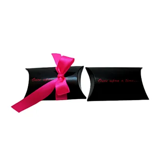 Big Size Black Pillow Box For Candy Small Gift Packing Box Wholesale With Ribbon