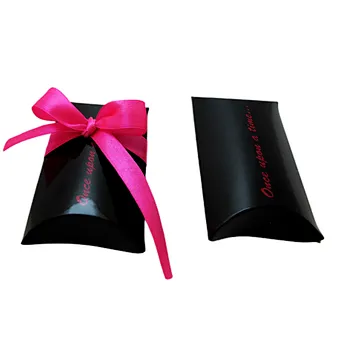 Big Size Black Pillow Box For Candy Small Gift Packing Box Wholesale With Ribbon